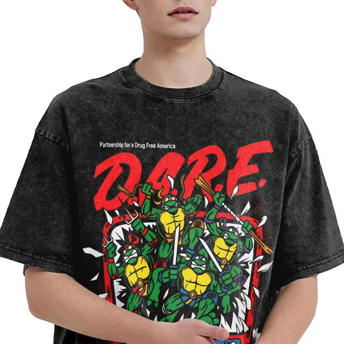 T-shirt streetwear délavé TMNT D.A.R.E. Just Say No Cotton T-Shirts