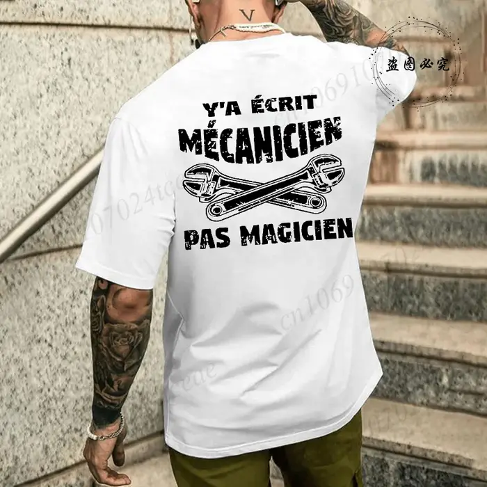T-shirt d'été pour homme avec impression amusante de mécanicien