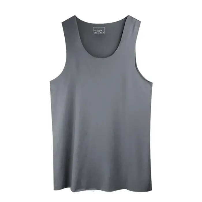 Débardeur de sport moulant sans manches en soie glacée sans couture pour homme