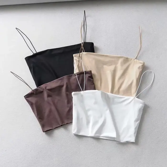 2025 été femmes haut court Sexy élastique coton Camis sans manches court débardeur barre