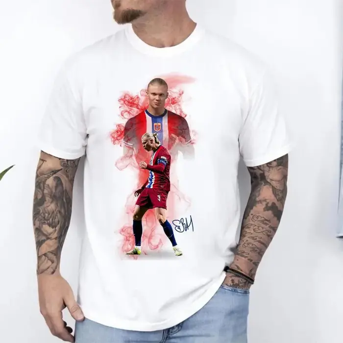 T-shirt avec portrait signature Erling Haaland