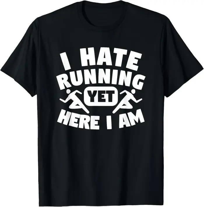 T-shirt drôle et satirique avec emoji « J'ai horreur de courir »
