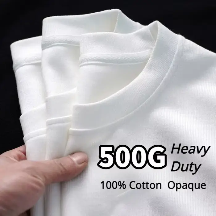 T-shirt blanc robuste en pur coton