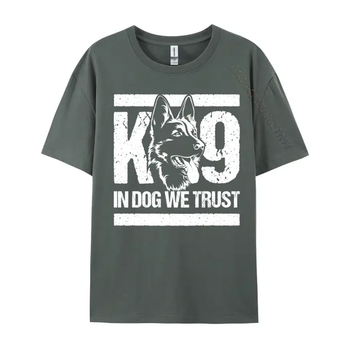 T-Shirt à Manches Courtes en Coton avec Imprimé de Ligne Bleue K9