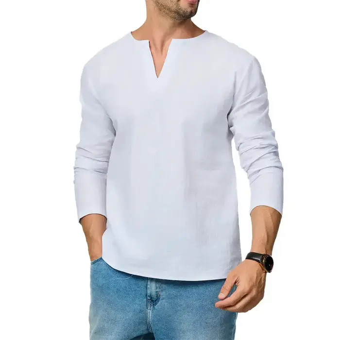 T-shirt en coton et lin pour hommes