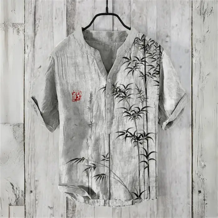 POLO chinois rétro à manches courtes pour hommes