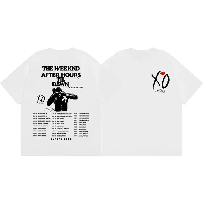T-shirt graphique The Weeknd After Hours Til Dawn Tour 2026, T-shirts vintage hip-hop à manches courtes pour hommes et femmes, T-shirt décontracté tendance
