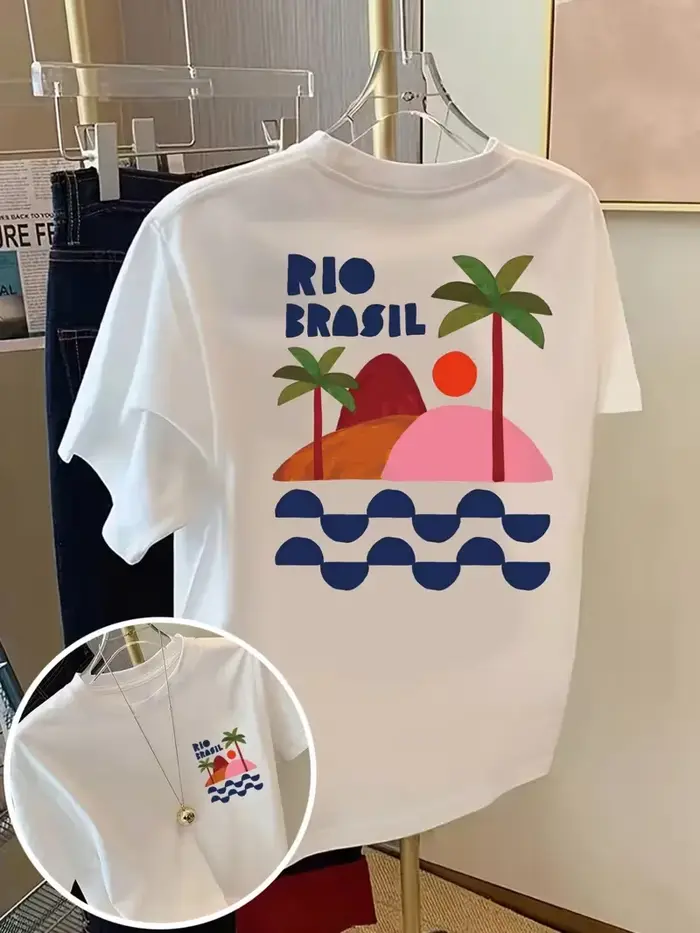 Rio Brasil T-shirt imprimé brésilien pour femme