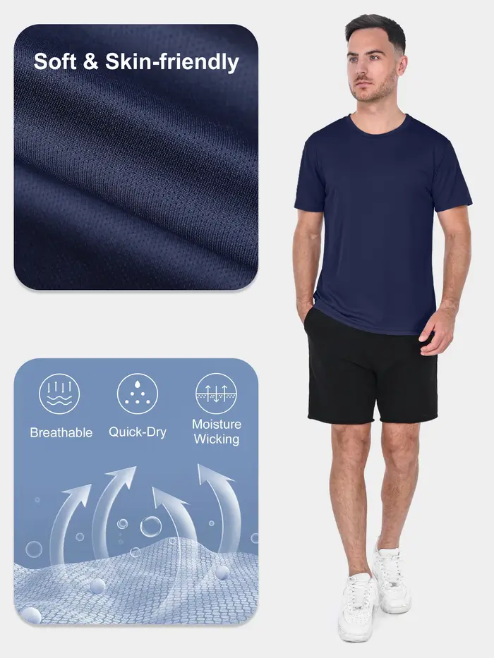 1 paquet de t-shirts à ajustement sec chemises pour hommes évacuant l'humidité séchage rapide maille Performance t-shirt Gym Tech T Polyester Sublimation Active