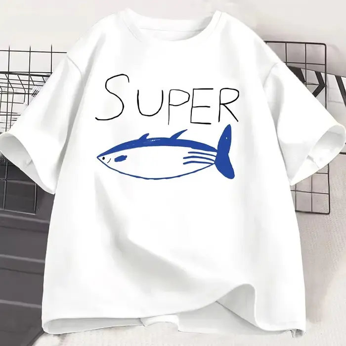 T-shirts Kpop coréens Jin Super Tuna Fish, T-shirt vintage à manches courtes, vêtements pour hommes et femmes, T-shirt décontracté en coton surdimensionné