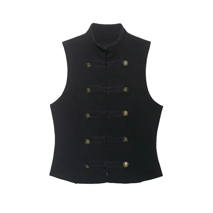 Top Femme Printemps 2026 Nouveau Noir Sans Manches avec Nœud Décoratif Coupe Ajustée Gilet Unique Tendance Mode Cool