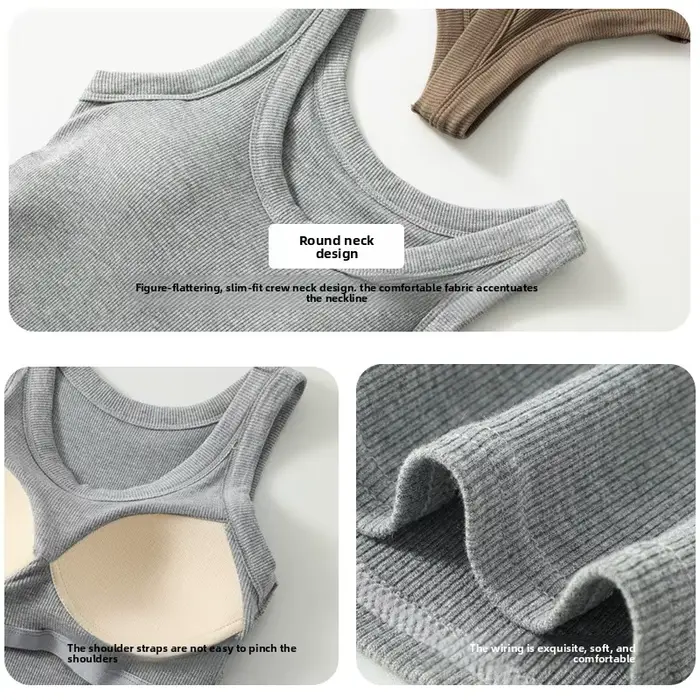 Débardeur côtelé pour femme avec soutien-gorge intégré