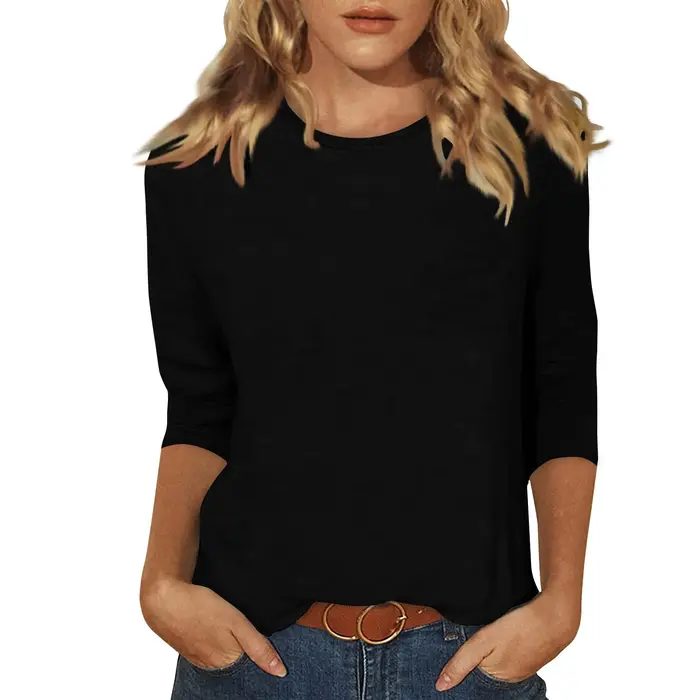 T-shirt manches trois quarts col rond femme