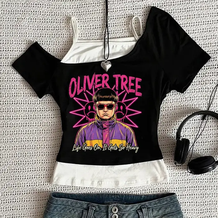 Oliver Tree crop top pour adolescents, style gothique grunge gyaru, t-shirt japonais, streetwear, ma