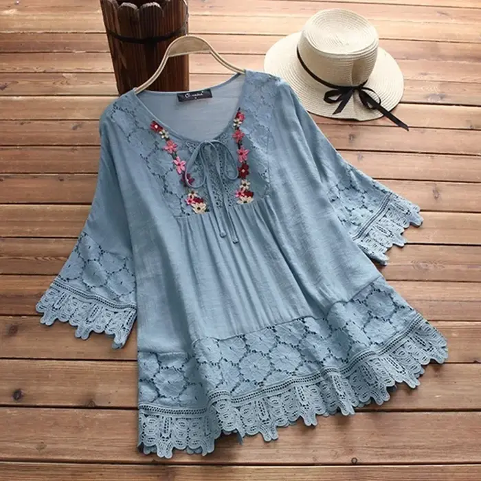 Dentelle dames T-Shirts Blusa Camisas Mujer Streetwear vêtements femmes t-shirt été coton lin femme