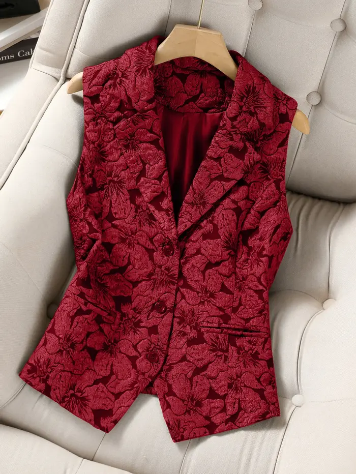 Gilet Blazer Jacquard sans manches pour femmes