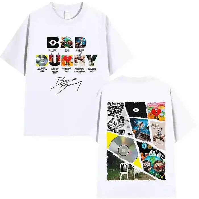 T-shirts Hip Pop Tops Rapper Bad Bunny Tour 2025 Album Merch Debi Tirar Mas Fotos DTMF Graphics T-shirt en coton imprimé unisexe