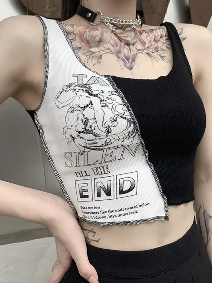 Débardeur en Patchwork de Style Punk pour femmes