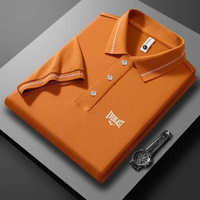 Polo Homme de Luxe à Manches Courtes avec Lettres Gaufrées