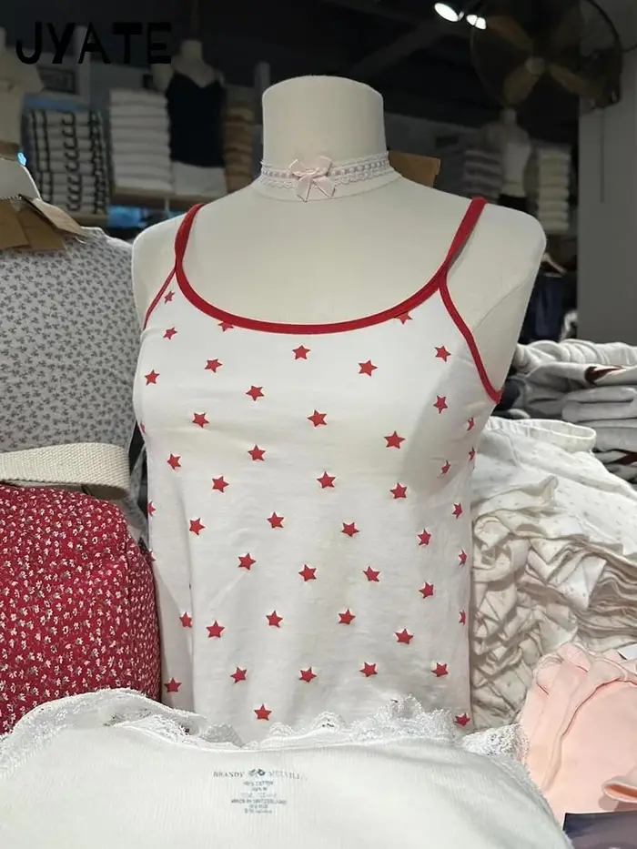 Débardeurs sans manches imprimés étoiles rouges pour femmes, nouvelle collection été, en coton, styl