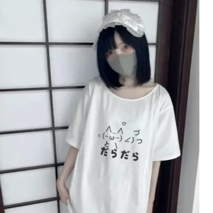 T-shirt manches courtes col rond femme, ample et mignon, esthétique Y2k, décontracté, dessin animé j