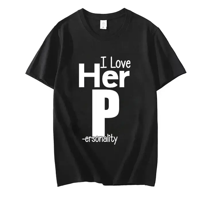 T-Shirt à Imprimé I Love His D P pour Couples