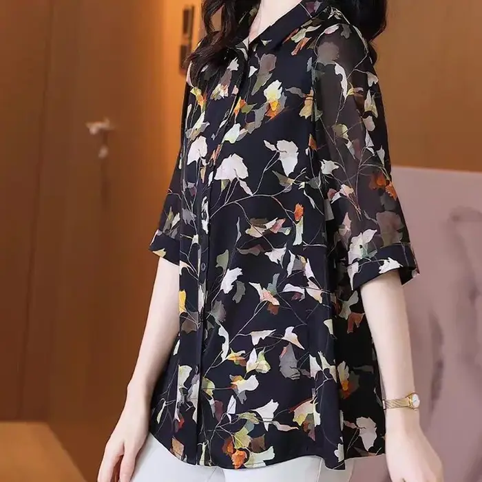Chemise à manches longues à col polo pour femmes
