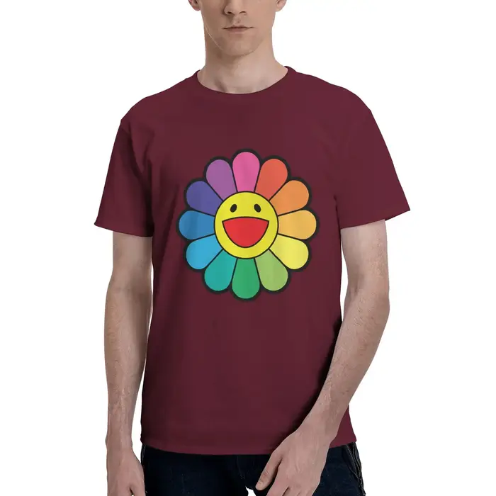 TAKASHI MURAKAMI fleur arc-en-ciel 100% coton T-Shirt hommes surdimensionnés t-shirts