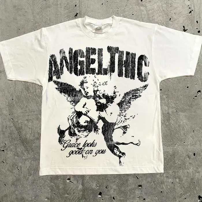 T-shirt surdimensionné avec lettres graphiques Harajuku Y2k pour hommes et femmes, Streetwear de cho