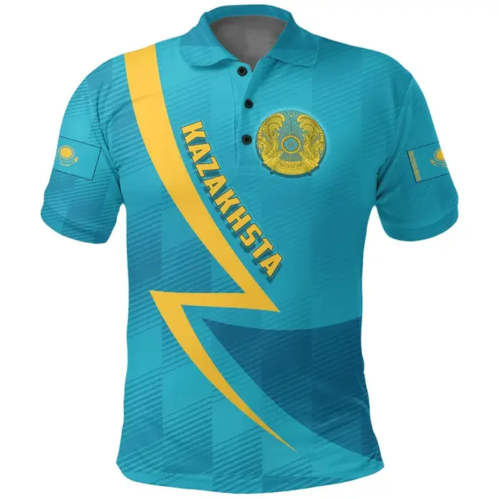 Polo imprimé 3D de la République du Kazakhstan pour hommes