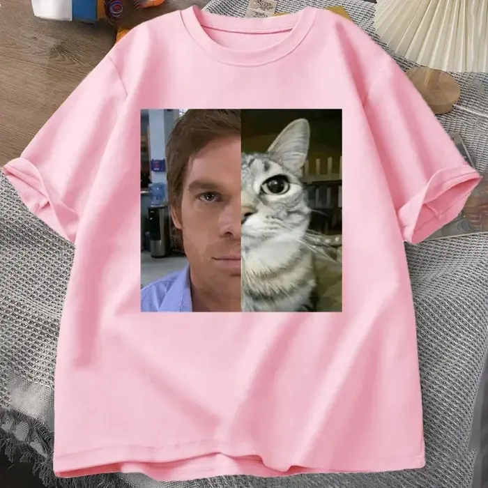 Dexter Morgan Cat T-shirts Funny Short Sleeve O Neck Tshirt Unisex Streetwear Women Clothes Harajuku