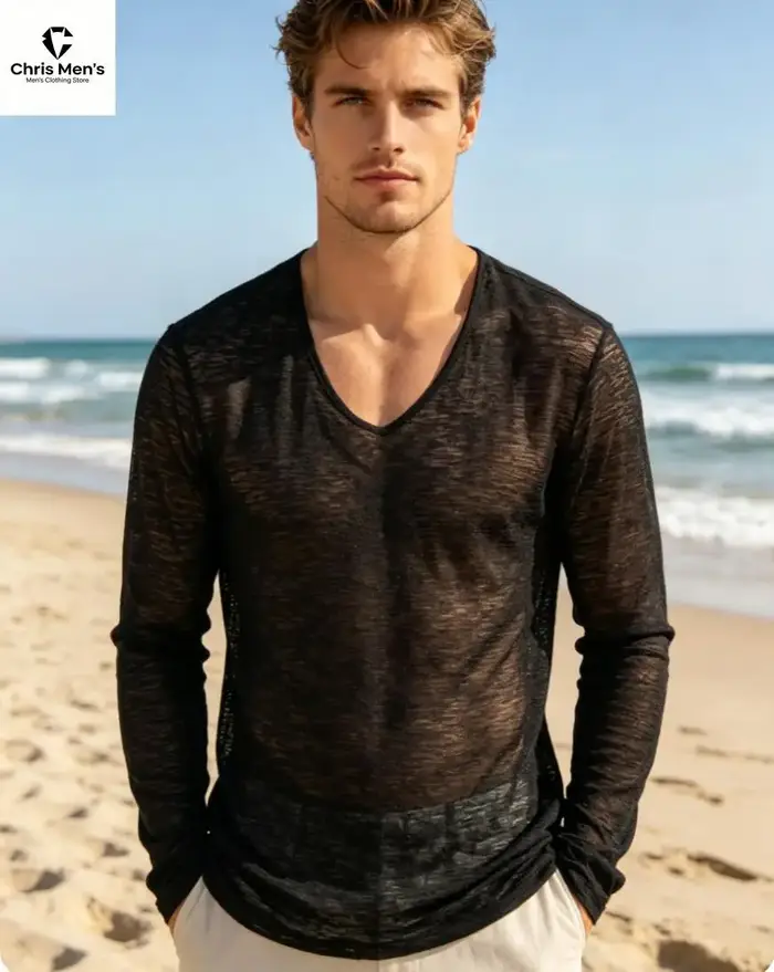 T-shirt décontracté fin et respirant pour hommes