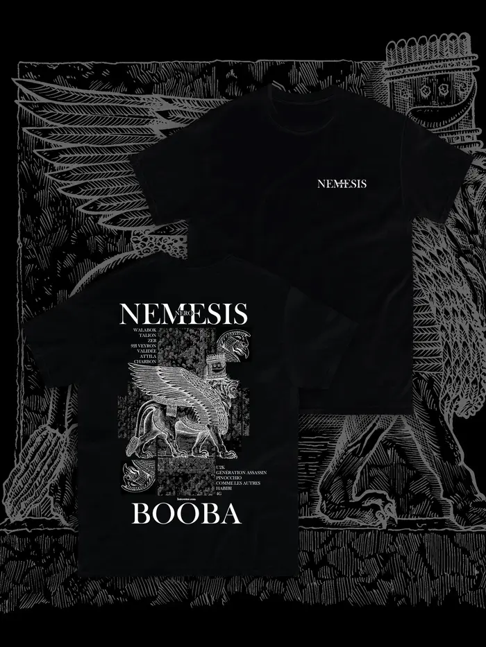 T-shirt graphique du rappeur français Booba, chanson "Nero Nemesis", pour hommes et femmes, T-shirt 