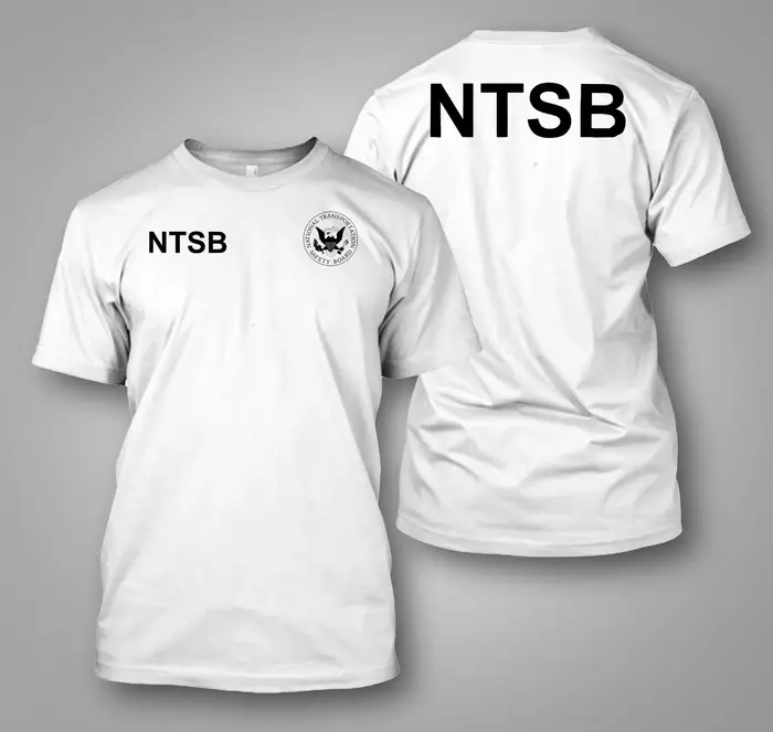 NTSB National Transportation Safety - T-shirt personnalisé pour hommes avec motif sur le dos et sur 