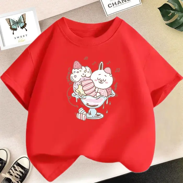 T-shirt imprimé graphique de jus de fraise pour filles