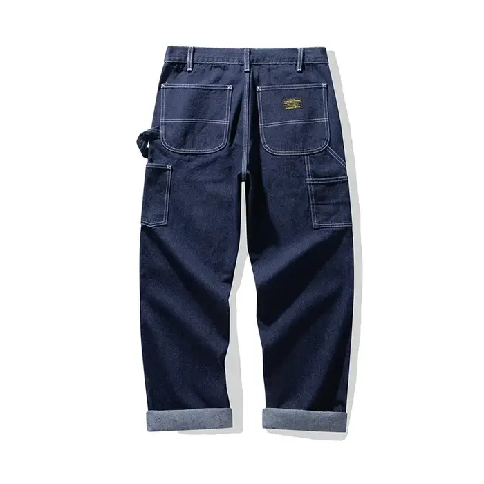 Pantalon de travail ferroviaire en Denim Original AMEKAJI salopette de travail rayée multi-poches Trekking en plein air randonnée Camping pantalon