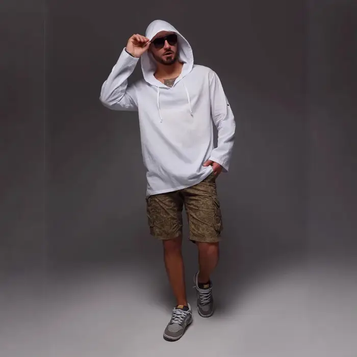 Nouvelle Chemise Homme 2026 à Capuche en Coton et Lin