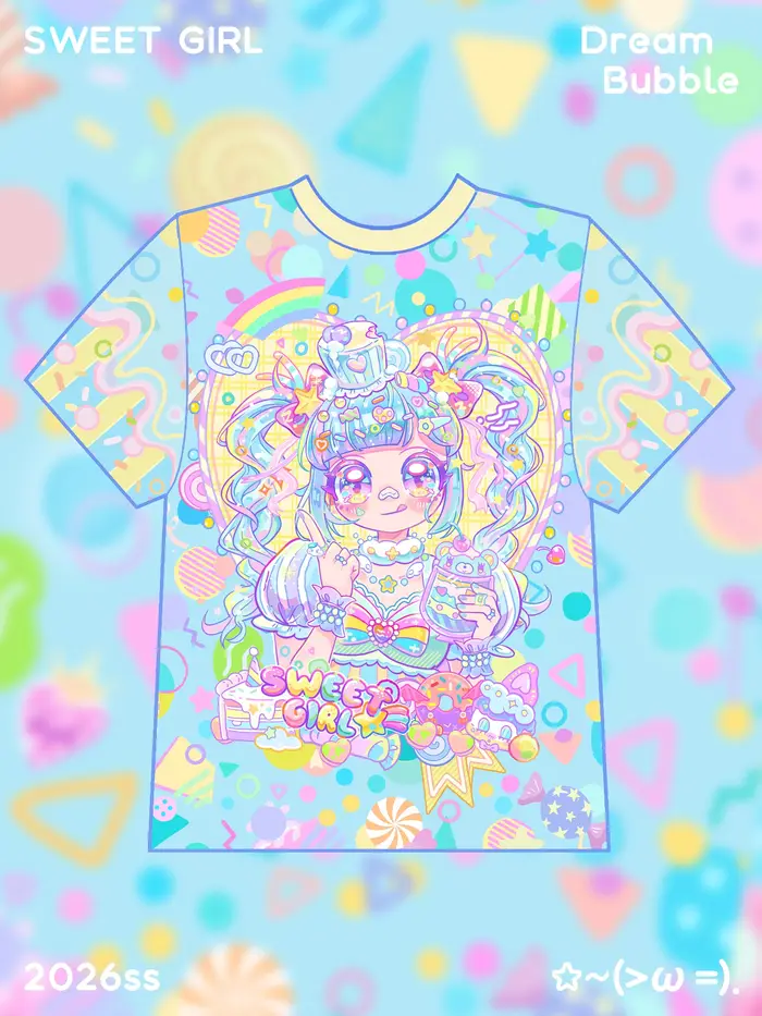 T-shirt imprimé intégral contrasté aux couleurs macaron