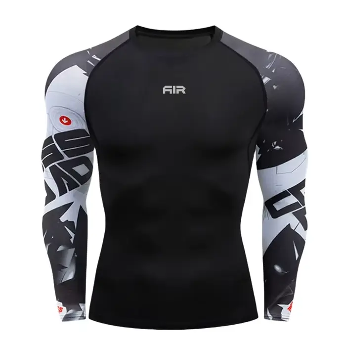 T-shirt de sport pour homme, T-shirt de compression pour homme, Haut de fitness à séchage rapide, Ma