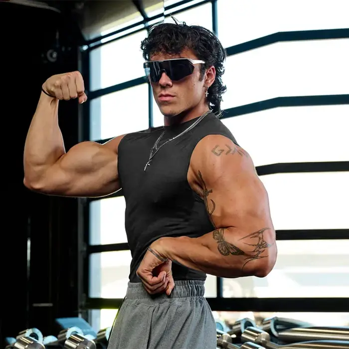Vêtements de fitness de compression à col haut pour hommes