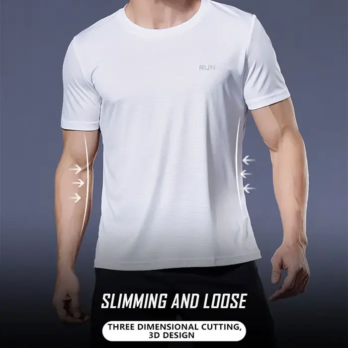 T-shirt à Manches Courtes et Col Rond en Polyeste Violet pour Homme