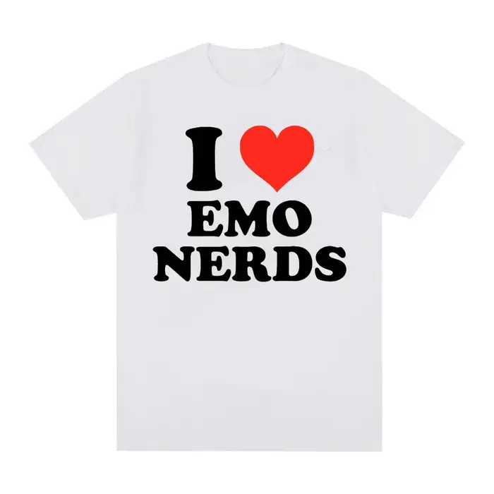 T-shirt à manches courtes pour hommes et femmes, style années 90, I Love Emo Nerds, à la mode, décon