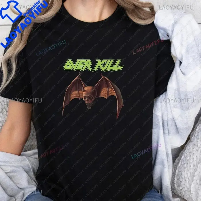 T-shirt imprimé Overkill Band, haut Overkill, chemise à manches courtes Harajuku pour hommes et femm