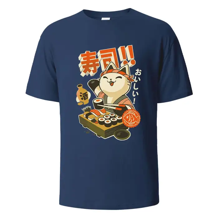 Sushi chat imprimé t-shirts 100% coton