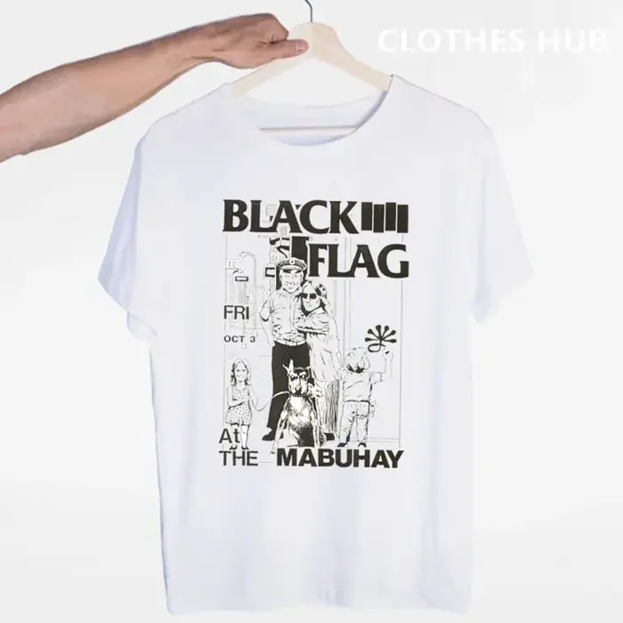 T-shirt drapeau noir été col rond manches courtes groupe de Punk Rock Henry Rollins grands barres