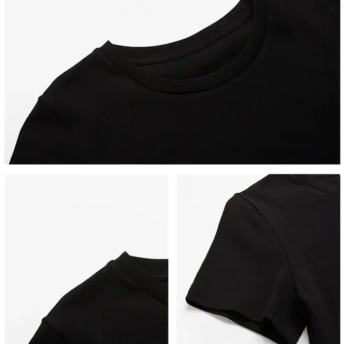 Bricolage votre propre Design motif imprimé personnaliser été à manches courtes col rond couleur unie recadrée nombril femmes hauts courts mode T-Shirt