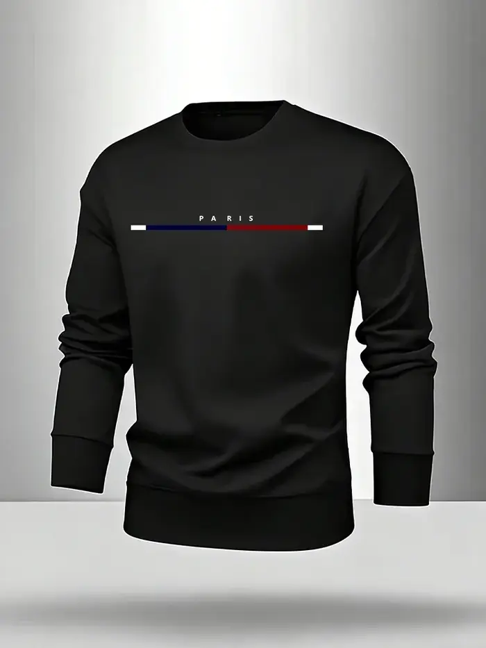 Nouvelle tenue décontractée pour homme 2026 : T-shirt à manches longues et pantalon de survêtement imprimé Paris – Collection Printemps-Automne