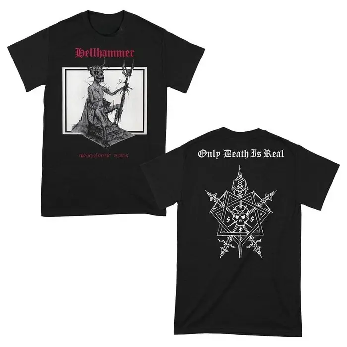 T-shirt en coton noir avec imprimé démon Hellhammer Apocalyptic Raids pour hommes, t-shirt unisexe e