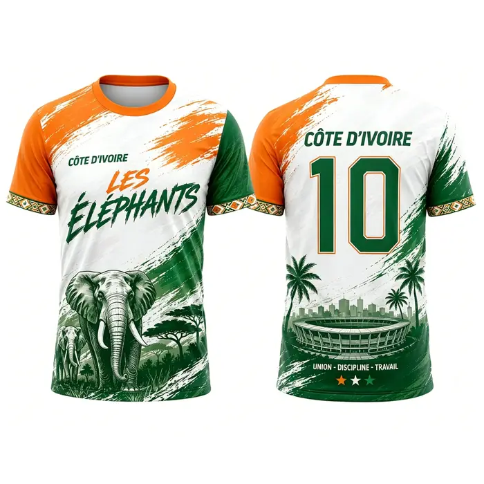 T-shirt de football respirant à manches courtes pour supporter de football, imprimé numérique, Côte 