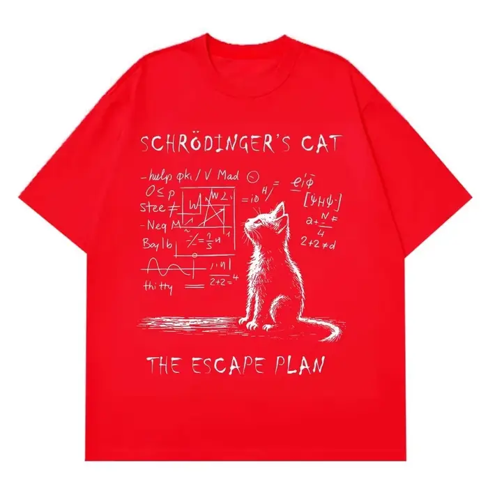 Schrodinger chat physique mécanique quantique impression créative été à manches courtes t-shirt femmes Streetwear T-shirts amples
